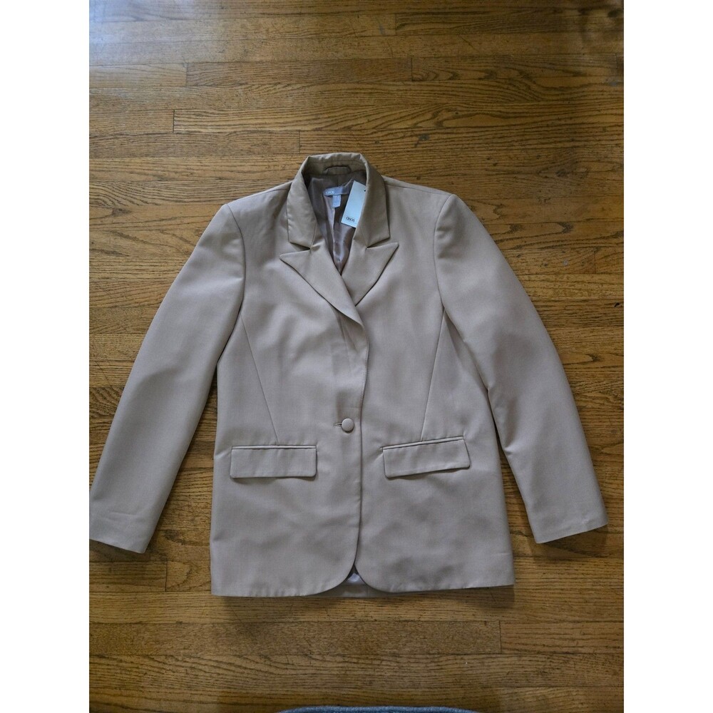 Asos Womens Single Button Tan Blazer Jacket Size 4 Minimalist NWT